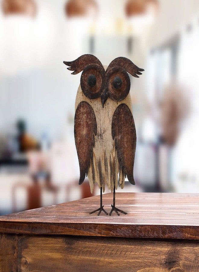 E-view Rustic Owl Figurines Decor Animal Statue for Home - Wooden Stand Owl Sculptures Decorations for Living Room Bedroom - Shelf Decoration Decorative Tabletop Collection (Owl Family) - Image 2